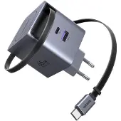 UGREEN Chargeur secteur - - 65W - USB-A et USB-C - Rétractable