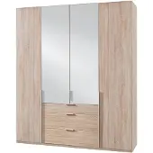 Wimex Armoire New York à portes battantes, 180 cm, chêne brut de sciage, portes miroir (16972)