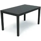 Inda Table de jardin rectangulaire moka 138x80x72cm imitation bois