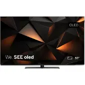 LOEWE We. SEE TV OLED 55 pouces, Ultra HD, Smart TV, HDR, Dolby Vision, Dolby Atmos, barre de son 60W, pied de table pivotant, AirPlay, HDMI 2.1, fin