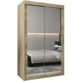 Feldmann-Wohnen Armoire à portes coulissantes Tokyo Armoire 120x62x200cm Chêne Sonoma Miroir