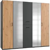 Wimex Armoire Lima 225x58x208cm Chêne graphite Artisan avec tiroirs coulissants (17973)