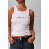 Calvin Klein Contour 2x2 Rib Graphic Sleeveless T-shirt Blanc S Femme