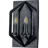 QUOIZEL Applique industrielle nordique Vanguard en acier noir vieilli, 2 lampes, E14