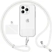 Nalia HoldMe Air Edition - Lanyard universel avec 2 pads & mousqueton (argent) - 160cm de sangle pour portable à porter autour du cou - Blanc