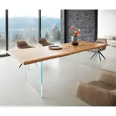 DELIFE Table à manger Edge 260x100 acacia nature verre Live-Edge