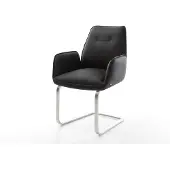 DELIFE Cantilever Zoa-Flex cuir de vache noir pied cantilever plat acier inoxydable brossé ressorts ensachés
