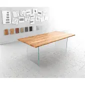 DELIFE Table-à-manger Edge 200x100 acacia nature verre Live-Edge
