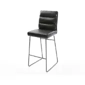 DELIFE Chaise-de-bar Pela-Flex cuir véritable noir cadre de patins métal