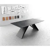 DELIFE Table-à-manger Edge 200x100cm Laminam céramique gris V-pieds milieu noir