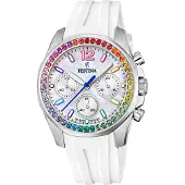 Festina Montre à affichage analogique '- Chronograph Boyfriend - Quartz watch movement - Watch case width: 38.1 mm' blanc