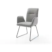 DELIFE Chaise-de-salle-à-manger Vinja-Flex tissu structuré doux gris pied trapèze noir