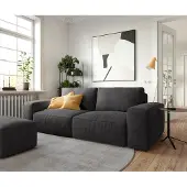 DELIFE Big canapé Lanzo 230x95 cm microfibre noir avec pouf