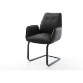 DELIFE Cantilever Zoa-Flex cuir de vache noir pied cantilever plat noir ressorts ensachés