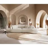 DELIFE Canapé Mairi 330x160 cm Bouclé Crème-Blanc
