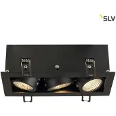 SLV Plafonnier encastré Kadux LED carré noir 3 flammes à cardan