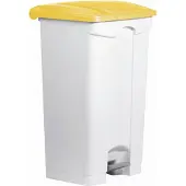 Helit Poubelle à pédale, 90 litres, blanc/jaune