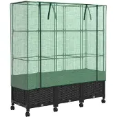vidaXL Jardinière avec couvercle de serre et roulettes, lot de 3, PP