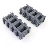 LEGO City Rail de chemin de fer droit gris foncé - 53401 NOUVEAU ! Quantité 10x