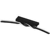 TRIO Plafonnier LED, noir, forme de vague, L 79 cm