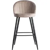 Wohnling Chaise de bar velours beige tabouret avec dossier 56x102,5x52,5 cm |