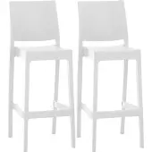 CLP - Ensemble de 2 tabourets de bar Maya, en plastique, de couleur blanche