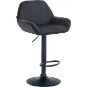 CLP Tabouret de bar velours ajustable pivotant velours Noir