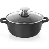 Orion Casserole en fonte d'aluminium Casserole avec couvercle en verre GRANIT 24 cm | 4 l gaz induction