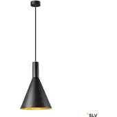 SLV Suspension Phelia 280, douille E27, noire et dorée, forme conique