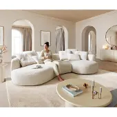 DELIFE Grand-canapé Edina 330 x 170 cm, tissu peluche beige