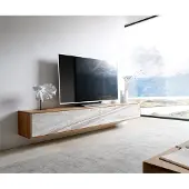 DELIFE Meuble-TV Kleo 220 cm acacia nature 4 portes flottantes