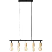 Brilliant Lampe suspendue 5 lumières Tiffany noir avec du bois
