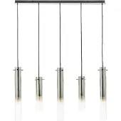 Brilliant Lampe suspendue Glasini, 5 ampoules, noir mat/verre fumé, métal/verre noir, 5x C35, E14, 25 W