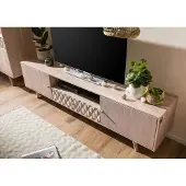 MASSIVMOEBEL24.DE MASSIVMOEBEL24 | Meuble TV 188x40 Acacia laqué Blanc MOSAYK #205