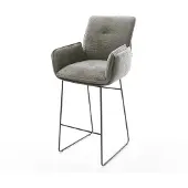 DELIFE Chaise-de-bar Nela-Flex Bouclé doux Boue Pied trapèze noir Noir