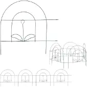 Relaxdays Clôture de parterre de 20 éléments, bordure de parterre pour jardin, clôture décorative en métal, à enfoncer, clôture d'ornement, H x L : 34,5 x 980 cm, vert