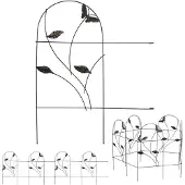 Relaxdays Clôture de parterre 10 pièces, bordure de parterre pour jardin, clôture décorative en métal, motif papillon, H x L : 46 x 500 cm, clôture décorative, noire