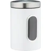 Relaxdays Lot de 10 boîtes de conservation, 1,4 L, avec couvercle et fenêtre transparente, pour le café, la farine, les pâtes, boîtes de conservation pour la cuisine, en métal, blanc
