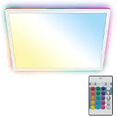 B.K.Licht Magic Plafonnier LED plat, rétroéclairage RGBIC, télécommande, variateur, plat, blanc, 42 x 42 x 3 cm