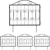 Relaxdays : bordure de parterre en métal, H x L : 60 x 60 cm chacun, bordure de parterre à enfoncer, 4 éléments de bordure avec ornements, noir