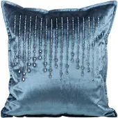 Eurofirany ROYAL / 1 taie d'oreiller en velours avec zircons, 45X45 cm, couleur : bleu