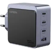 UGREEN Nexode S 100W 4-Port GaN Fast Charger EU gray Mobile computer, Mobile phone, Laptop, Power bank, Tablet Grey AC Indoor