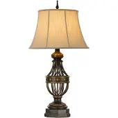 Elstead Lighting Lampe de table avec abat-jour Augustine, couleur brun-crème, 1xE27x60W, tissu, dimensions : 89,5 x 50,8 x 50,8 cm, IP20, Feiss