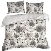 Eurofirany Drap de satin 220x200 Printemps 09 Fleurs blanc gris