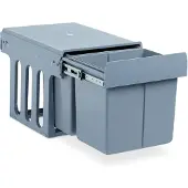 Relaxdays - Poubelle encastrable pour cuisine, à coulisse, duo de 15 l chacune, système de tri des déchets pour meuble bas, plastique, L x H x P : 35,1 x 34,3 x 48 cm, gris