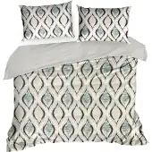 Eurofirany Drap de satin 220x200 Printemps 12 Géométriques crème vert