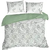 Sonstiges Set de taies d'oreiller 160 x 200 cm blanc vert botanique