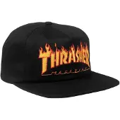 Thrasher Flame Emboidery Snapback Cap Noir