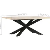vidaXL Table de salle à manger 180 x 90 x 76 cm Manguier massif blanchi