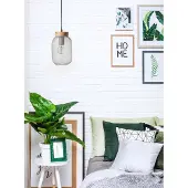 Brilliant Suspension grise GIADA | Ø 16cm | 1x E27 max. 40W | métal/bois | clair/bois